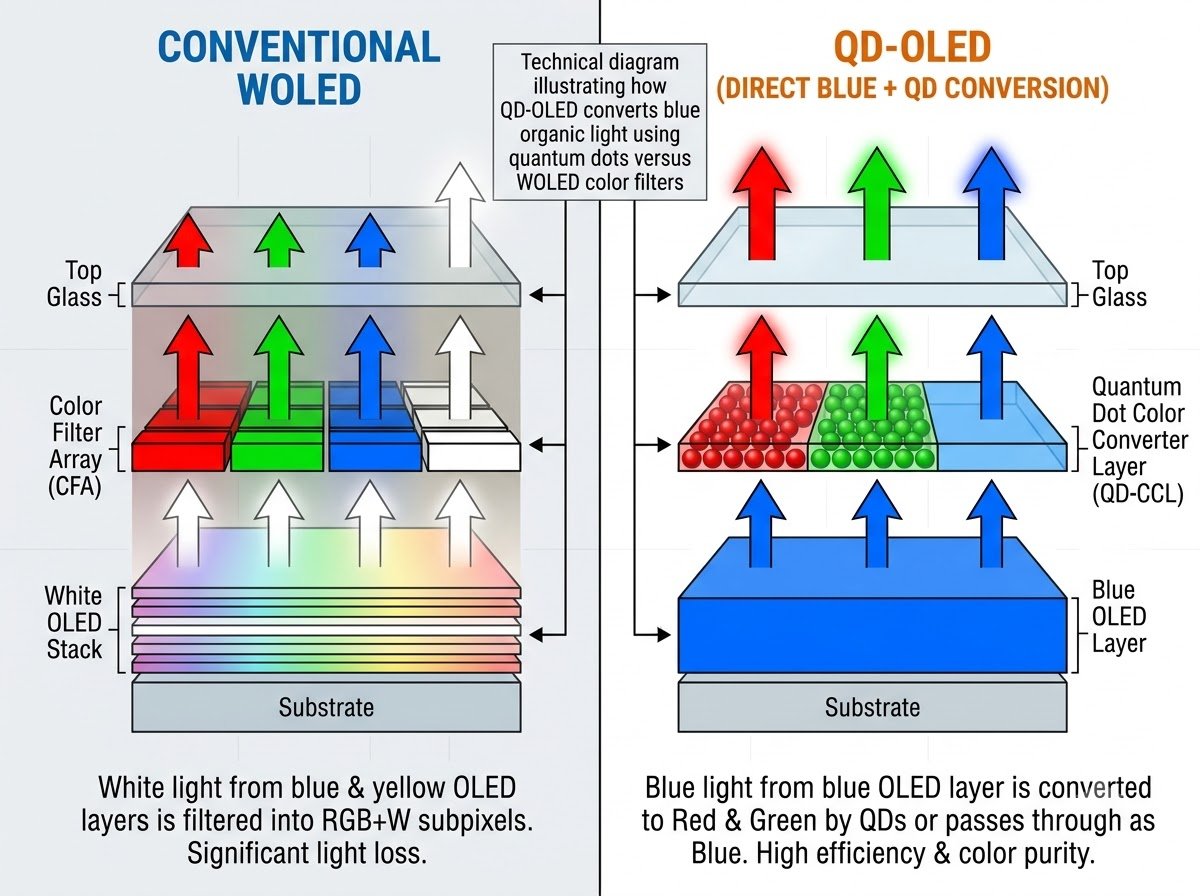 Diagram contrasting WOLED and QD… 202609062246